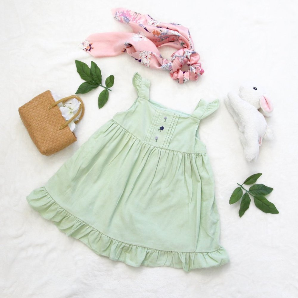 Janie and Jack Soft Mint Corduroy Dress